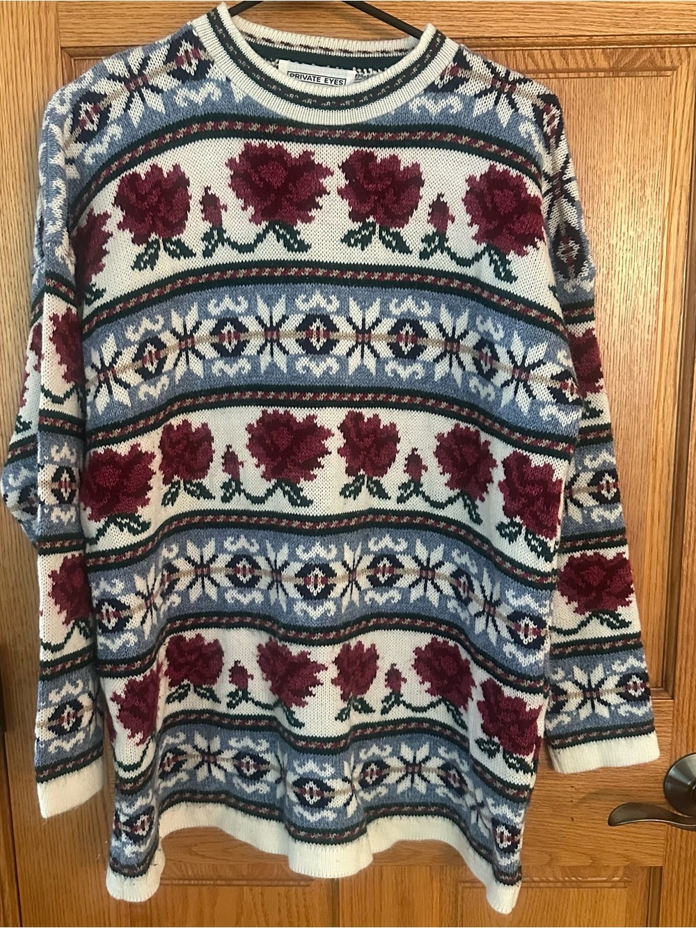 Vintage Floral Knit Sweater Made in USA. Private Eyes / Adele Knit. Size large**